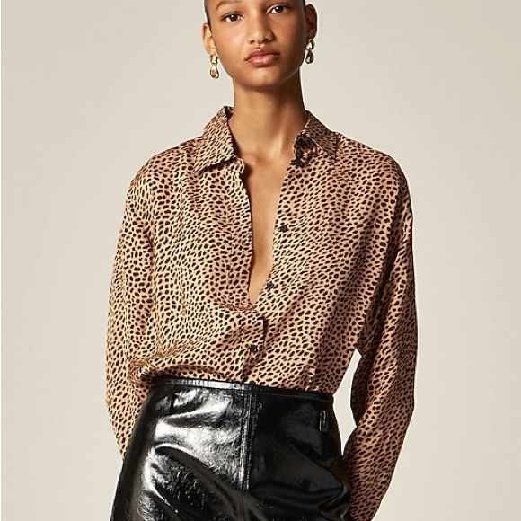 J. Crew Tops - J Crew Leopard Print  Button Down NWT